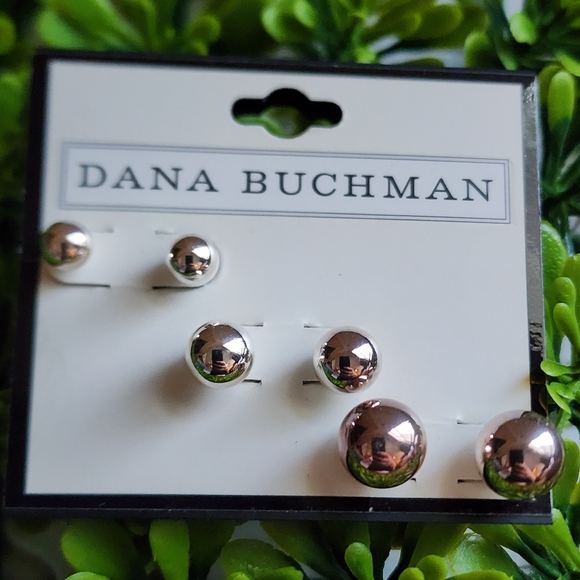 NWT Dana Buchman 3 sets metallic studs earrings - Picture 1 of 4